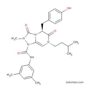 Molecular Structure of 512854-60-3 (1,2,4-Triazolo[4,3-a]pyrazine-1(5H)-carboxamide,
N-(3,5-dimethylphenyl)hexahydro-5-[(4-hydroxyphenyl)methyl]-2-methyl-
7-(3-methylbutyl)-3,6-dioxo-, (5S)-)