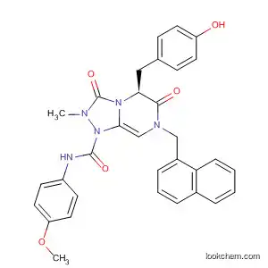 Molecular Structure of 512854-85-2 (1,2,4-Triazolo[4,3-a]pyrazine-1(5H)-carboxamide,
hexahydro-5-[(4-hydroxyphenyl)methyl]-N-(4-methoxyphenyl)-2-methyl-7
-(1-naphthalenylmethyl)-3,6-dioxo-, (5S)-)