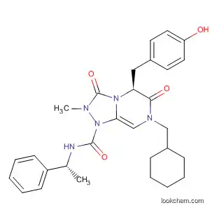 Molecular Structure of 512855-01-5 (1,2,4-Triazolo[4,3-a]pyrazine-1(5H)-carboxamide,
7-(cyclohexylmethyl)hexahydro-5-[(4-hydroxyphenyl)methyl]-2-methyl-3,6
-dioxo-N-[(1R)-1-phenylethyl]-, (5S)-)