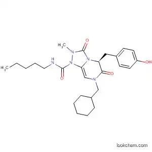 Molecular Structure of 512855-04-8 (1,2,4-Triazolo[4,3-a]pyrazine-1(5H)-carboxamide,
7-(cyclohexylmethyl)hexahydro-5-[(4-hydroxyphenyl)methyl]-2-methyl-3,6
-dioxo-N-pentyl-, (5S)-)
