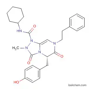 Molecular Structure of 512855-35-5 (1,2,4-Triazolo[4,3-a]pyrazine-1(5H)-carboxamide,
N-cyclohexylhexahydro-5-[(4-hydroxyphenyl)methyl]-2-methyl-3,6-dioxo-
7-(2-phenylethyl)-, (5S)-)