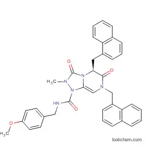 Molecular Structure of 512855-82-2 (1,2,4-Triazolo[4,3-a]pyrazine-1(5H)-carboxamide,
hexahydro-N-[(4-methoxyphenyl)methyl]-2-methyl-5,7-bis(1-naphthalenyl
methyl)-3,6-dioxo-, (5S)-)