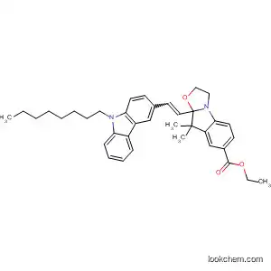 Molecular Structure of 81212-98-8 (Oxazolo[3,2-a]indole-7-carboxylic acid,
2,3,9,9a-tetrahydro-9,9-dimethyl-9a-[2-(9-octyl-9H-carbazol-3-yl)ethenyl
]-, ethyl ester)