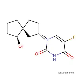 Molecular Structure of 879899-62-4 (2,4(1H,3H)-Pyrimidinedione,
5-fluoro-1-[(2S,5R,6S)-6-hydroxyspiro[4.4]non-2-yl]-)