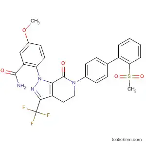 Molecular Structure of 885021-28-3 (Benzamide,
5-methoxy-2-[4,5,6,7-tetrahydro-6-[2'-(methylsulfonyl)[1,1'-biphenyl]-4-yl]
-7-oxo-3-(trifluoromethyl)-1H-pyrazolo[3,4-c]pyridin-1-yl]-)