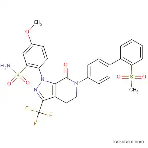 Molecular Structure of 885021-96-5 (Benzenesulfonamide,
5-methoxy-2-[4,5,6,7-tetrahydro-6-[2'-(methylsulfonyl)[1,1'-biphenyl]-4-yl]
-7-oxo-3-(trifluoromethyl)-1H-pyrazolo[3,4-c]pyridin-1-yl]-)