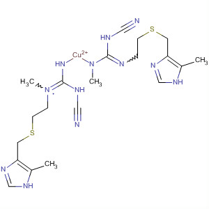 Molecular Structure of 102349-78-0 (Copper(2+),
bis[N-cyano-N'-methyl-N''-[2-[[(5-methyl-1H-imidazol-4-yl)methyl]thio]eth
yl]guanidine]-)
