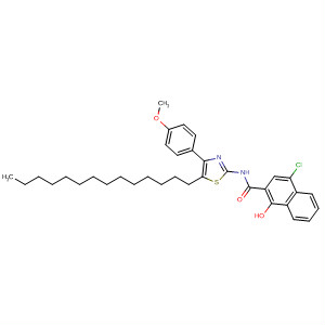 Molecular Structure of 103953-95-3 (2-Naphthalenecarboxamide,
4-chloro-1-hydroxy-N-[4-(4-methoxyphenyl)-5-tetradecyl-2-thiazolyl]-)