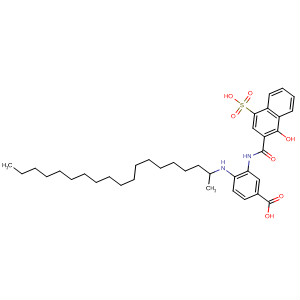 Molecular Structure of 105765-86-4 (Benzoic acid,
3-[[(1-hydroxy-4-sulfo-2-naphthalenyl)carbonyl]amino]-4-(methyloctadec
ylamino)-)