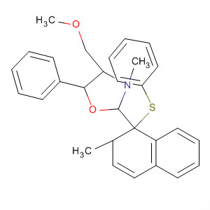Molecular Structure of 114838-87-8 (Oxazolidine,
2-[1,2-dihydro-2-methyl-1-(phenylthio)-1-naphthalenyl]-4-(methoxymethyl
)-3-methyl-5-phenyl-)