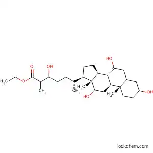 Molecular Structure of 116382-79-7 (Cholestan-26-oic acid, 3,7,12,24-tetrahydroxy-, ethyl ester,
(3a,5b,7a,12a,24S,25R)-)