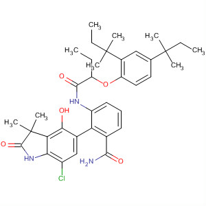 Molecular Structure of 116399-70-3 (Benzamide,
3-[[2-[2,4-bis(1,1-dimethylpropyl)phenoxy]-1-oxobutyl]amino]-N-(7-chlor
o-2,3-dihydro-4-hydroxy-3,3-dimethyl-2-oxo-1H-indol-5-yl)-)