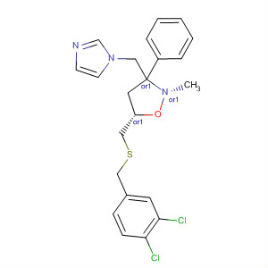 Molecular Structure of 116407-97-7 (Isoxazolidine,
5-[[[(3,4-dichlorophenyl)methyl]thio]methyl]-3-(1H-imidazol-1-ylmethyl)-2
-methyl-3-phenyl-, cis-)
