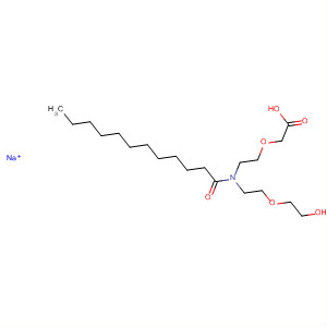 Molecular Structure of 116418-73-6 (Acetic acid, [2-[[2-(2-hydroxyethoxy)ethyl](1-oxododecyl)amino]ethoxy]-,
monosodium salt)