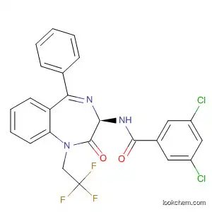 Molecular Structure of 177954-58-4 (Benzamide,
3,5-dichloro-N-[(3R)-2,3-dihydro-2-oxo-5-phenyl-1-(2,2,2-trifluoroethyl)-
1H-1,4-benzodiazepin-3-yl]-)