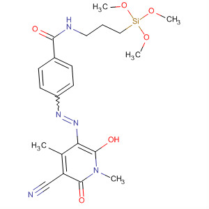 Molecular Structure of 194419-81-3 (Benzamide,
4-[(5-cyano-1,6-dihydro-2-hydroxy-1,4-dimethyl-6-oxo-3-pyridinyl)azo]-
N-[3-(trimethoxysilyl)propyl]-)