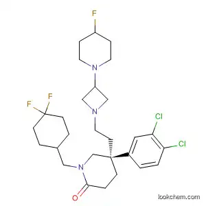 Molecular Structure of 194427-07-1 (2-Piperidinone,
5-(3,4-dichlorophenyl)-1-[(4,4-difluorocyclohexyl)methyl]-5-[2-[3-(4-fluoro
-1-piperidinyl)-1-azetidinyl]ethyl]-, (S)-)
