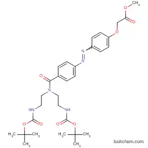Molecular Structure of 194611-45-5 (10-Oxa-2,5,8-triazadodecanoic acid,
5-[4-[[4-(2-methoxy-2-oxoethoxy)phenyl]azo]benzoyl]-11,11-dimethyl-9-
oxo-, 1,1-dimethylethyl ester)