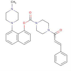 Molecular Structure of 194659-19-3 (1-Piperazinecarboxylic acid, 4-(1-oxo-3-phenyl-2-propenyl)-,
8-(4-methyl-1-piperazinyl)-2-naphthalenyl ester, (E)-)