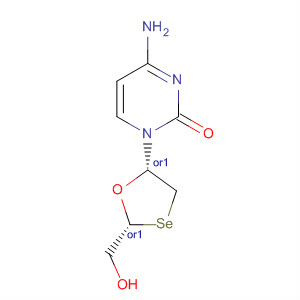 Molecular Structure of 194783-64-7 (2(1H)-Pyrimidinone,
4-amino-1-[(2R,5S)-2-(hydroxymethyl)-1,3-oxaselenolan-5-yl]-, rel-)