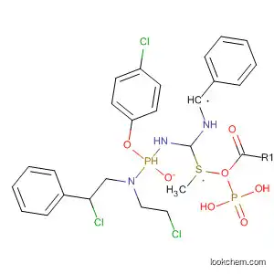 Molecular Structure of 194806-38-7 (Phosphonic acid,
[8-chloro-6-(2-chloroethyl)-5-(4-chlorophenoxy)-1-methyl-5-oxido-3-thiox
o-2,4,6-triaza-5-phosphaoct-1-yl]-, diphenyl ester)