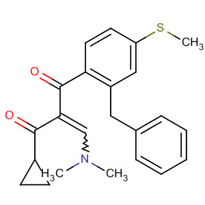 Molecular Structure of 194927-69-0 (1,3-Propanedione,
1-cyclopropyl-2-[(dimethylamino)methylene]-3-[4-(methylthio)-2-(phenyl
methyl)phenyl]-)