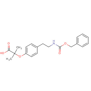 Molecular Structure of 195131-57-8 (Propanoic acid,
2-methyl-2-[4-[2-[[(phenylmethoxy)carbonyl]amino]ethyl]phenoxy]-)