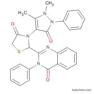 Molecular Structure of 195204-34-3 (4(3H)-Quinazolinone,
2-[3-(2,3-dihydro-1,5-dimethyl-3-oxo-2-phenyl-1H-pyrazol-4-yl)-4-oxo-2-
thiazolidinyl]-3-phenyl-)