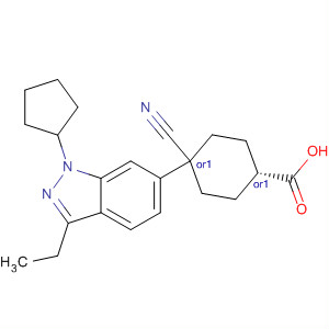 Cyclohexanecarboxylic acid, 4-cyano-4-(1-cyclopentyl-3-ethyl-1H-indazol-6-yl)-, cis-