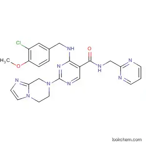 Molecular Structure of 330784-26-4 (5-Pyrimidinecarboxamide,
4-[[(3-chloro-4-methoxyphenyl)methyl]amino]-2-(5,6-dihydroimidazo[1,2
-a]pyrazin-7(8H)-yl)-N-(2-pyrimidinylmethyl)-)