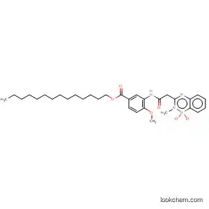 Molecular Structure of 465520-19-8 (Benzoic acid,
4-methoxy-3-[[(2-methyl-1,1-dioxido-2H-1,2,4-benzothiadiazin-3-yl)acet
yl]amino]-, tetradecyl ester)