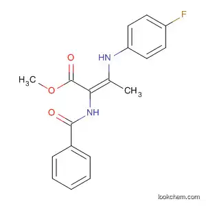 Molecular Structure of 591741-59-2 (2-Butenoic acid, 2-(benzoylamino)-3-[(4-fluorophenyl)amino]-, methyl
ester, (2E)-)