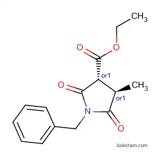 Molecular Structure of 591773-50-1 (3-Pyrrolidinecarboxylic acid, 4-methyl-2,5-dioxo-1-(phenylmethyl)-, ethyl
ester, (3R,4R)-rel-)