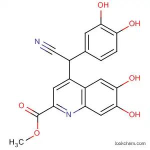 Molecular Structure of 594873-88-8 (2-Quinolinecarboxylic acid,
4-[cyano(3,4-dihydroxyphenyl)methyl]-6,7-dihydroxy-, methyl ester)