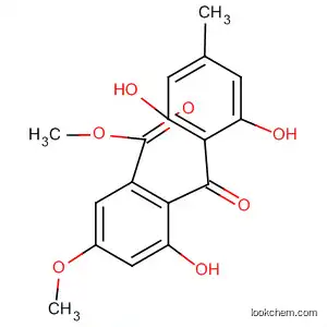 Molecular Structure of 77282-68-9 (Benzoic acid, 2-(2,6-dihydroxy-4-methylbenzoyl)-3-hydroxy-5-methoxy-,
methyl ester)