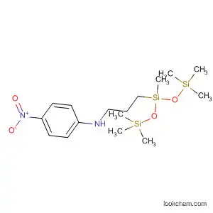 Molecular Structure of 196696-99-8 (Benzenamine,
4-nitro-N-[3-[1,3,3,3-tetramethyl-1-[(trimethylsilyl)oxy]disiloxanyl]propyl]-)