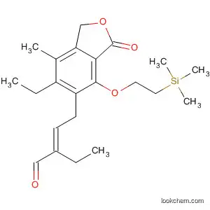 Molecular Structure of 790705-17-8 (2-Butenal,
2-ethyl-4-[6-ethyl-1,3-dihydro-7-methyl-3-oxo-4-[2-(trimethylsilyl)ethoxy]-
5-isobenzofuranyl]-, (2E)-)