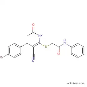 Molecular Structure of 197570-02-8 (Acetamide,
2-[[4-(4-bromophenyl)-3-cyano-1,4,5,6-tetrahydro-6-oxo-2-pyridinyl]thio]
-N-phenyl-)