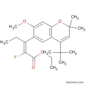 Molecular Structure of 851036-54-9 (2-Pentenoic acid,
3-[4-(1,1-dimethylethyl)-7-methoxy-2,2-dimethyl-2H-1-benzopyran-6-yl]-
2-fluoro-, ethyl ester, (2E)-)