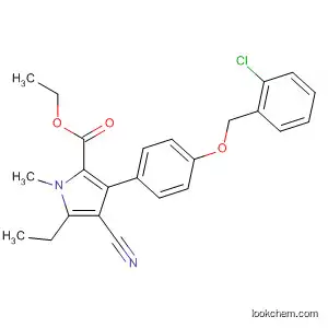 Molecular Structure of 851195-00-1 (1H-Pyrrole-2-carboxylic acid,
3-[4-[(2-chlorophenyl)methoxy]phenyl]-4-cyano-5-ethyl-1-methyl-, ethyl
ester)
