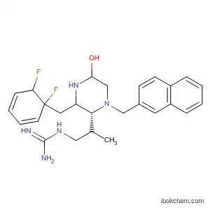 Molecular Structure of 880169-74-4 (Guanidine,
[3-[(2R,6R)-4-[(3,4-difluorophenyl)methyl]-6-(2-naphthalenylmethyl)-5-ox
o-2-piperazinyl]propyl]-)