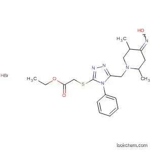 Molecular Structure of 881026-86-4 (Acetic acid,
[[5-[[4-(hydroxyimino)-2,5-dimethyl-1-piperidinyl]methyl]-4-phenyl-4H-1,
2,4-triazol-3-yl]thio]-, ethyl ester, monohydrobromide)