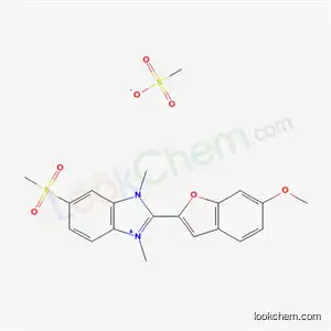 Molecular Structure of 55911-29-0 (2-(6-methoxybenzofuran-2-yl)-1,3-dimethyl-5-(methylsulphonyl)-1H-benzimidazolium methyl sulphate)