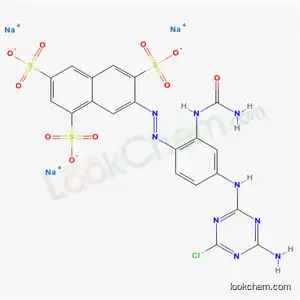 Molecular Structure of 82600-93-9 (trisodium 7-[4-[(4-amino-6-chloro-1,3,5-triazin-2-yl)amino]-2-(carbamo ylamino)phenyl]diazenylnaphthalene-1,3,6-trisulfonate)