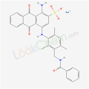 2-Anthracenesulfonic acid, 1-amino-4-((3-((benzoylamino)methyl)-2,4,6-trimethylphenyl)amino)-9,10-dihydro-9,10-dioxo-, monosodium salt