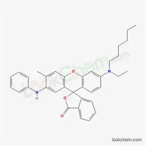 Molecular Structure of 70516-51-7 (2'-Anilino-6'-(N-ethyl-N-hexylamino)-3'-methylspiro[phthalide-3,9'-[9H]xanthene])
