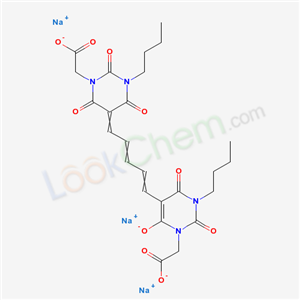 Trisodium 3-butyl-5-(5-(1-butyl-3-(carboxylatomethyl)-1,2,3,4-tetrahydro-6-oxido-2,4-dioxo-5-pyrimidinyl)penta-2,4-dienylidene)tetrahydro-2,4,6-trioxo-2H-pyrimidine-1-acetate