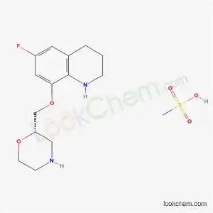 Molecular Structure of 136071-58-4 (6-fluoro-8-[(2S)-morpholin-2-ylmethoxy]-1,2,3,4-tetrahydroquinoline methanesulfonate (1:1))