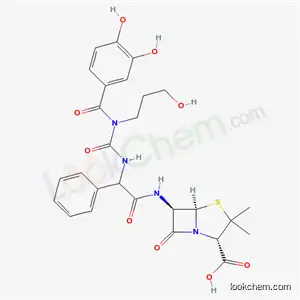 Molecular Structure of 81819-61-6 ((2S,5R,6R)-6-{[{[(3,4-dihydroxybenzoyl)(3-hydroxypropyl)carbamoyl]amino}(phenyl)acetyl]amino}-3,3-dimethyl-7-oxo-4-thia-1-azabicyclo[3.2.0]heptane-2-carboxylic acid)
