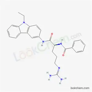 Molecular Structure of 82576-33-8 (N-[(1S)-4-(diaminomethylideneamino)-1-[(9-ethylcarbazol-3-yl)carbamoyl ]butyl]benzamide)